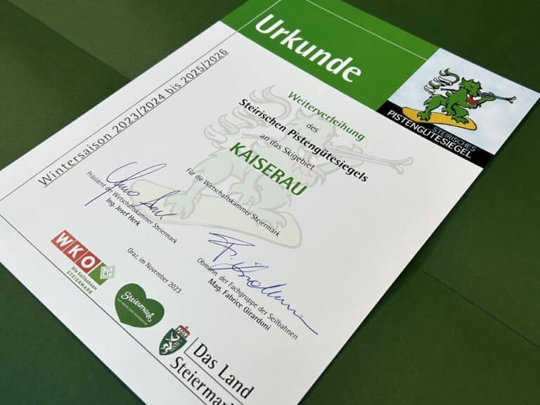 Kaiserau - styryjski znak jakości tras narciarskich 2023/24